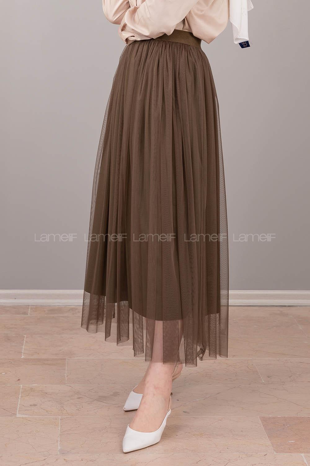 Modalamelif Beli Lastikli Tül Etek Yeşil