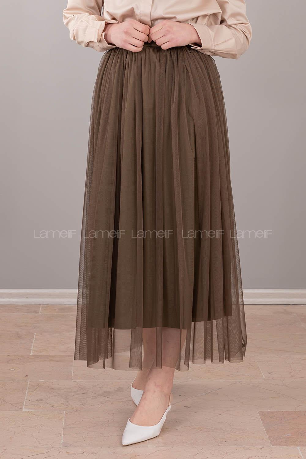 Modalamelif Beli Lastikli Tül Etek Yeşil