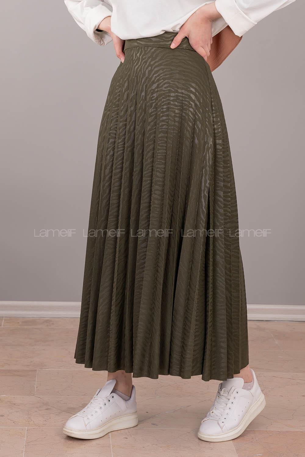 Modalamelif Nadya Desen Piliseli Etek Haki