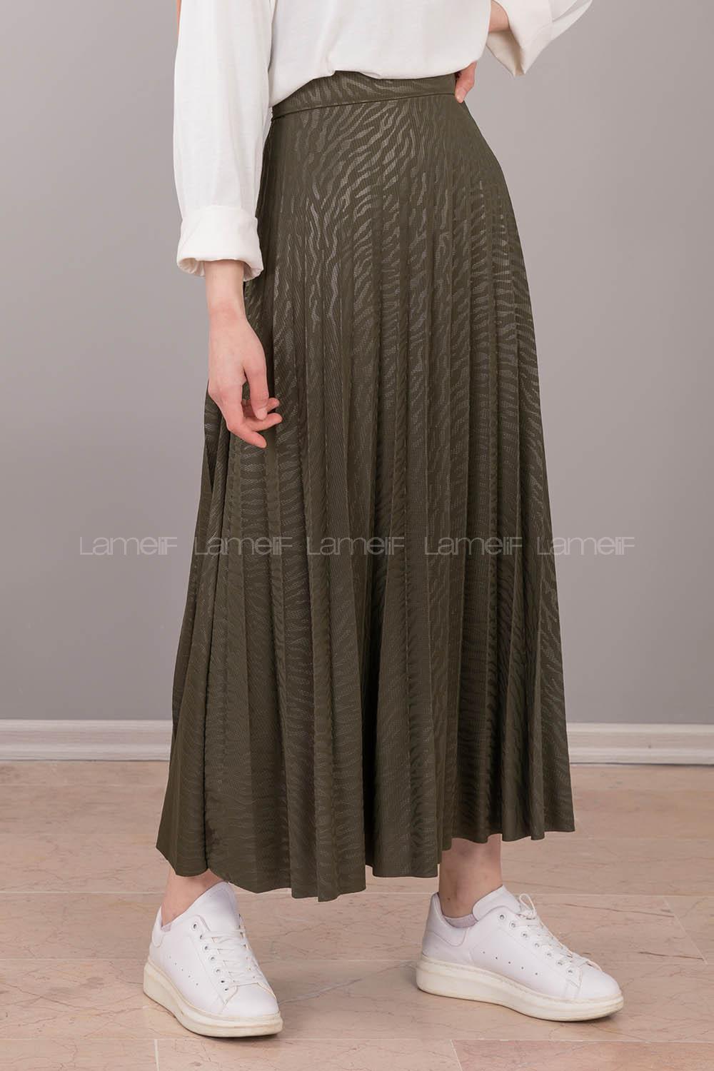 Modalamelif Nadya Desen Piliseli Etek Haki