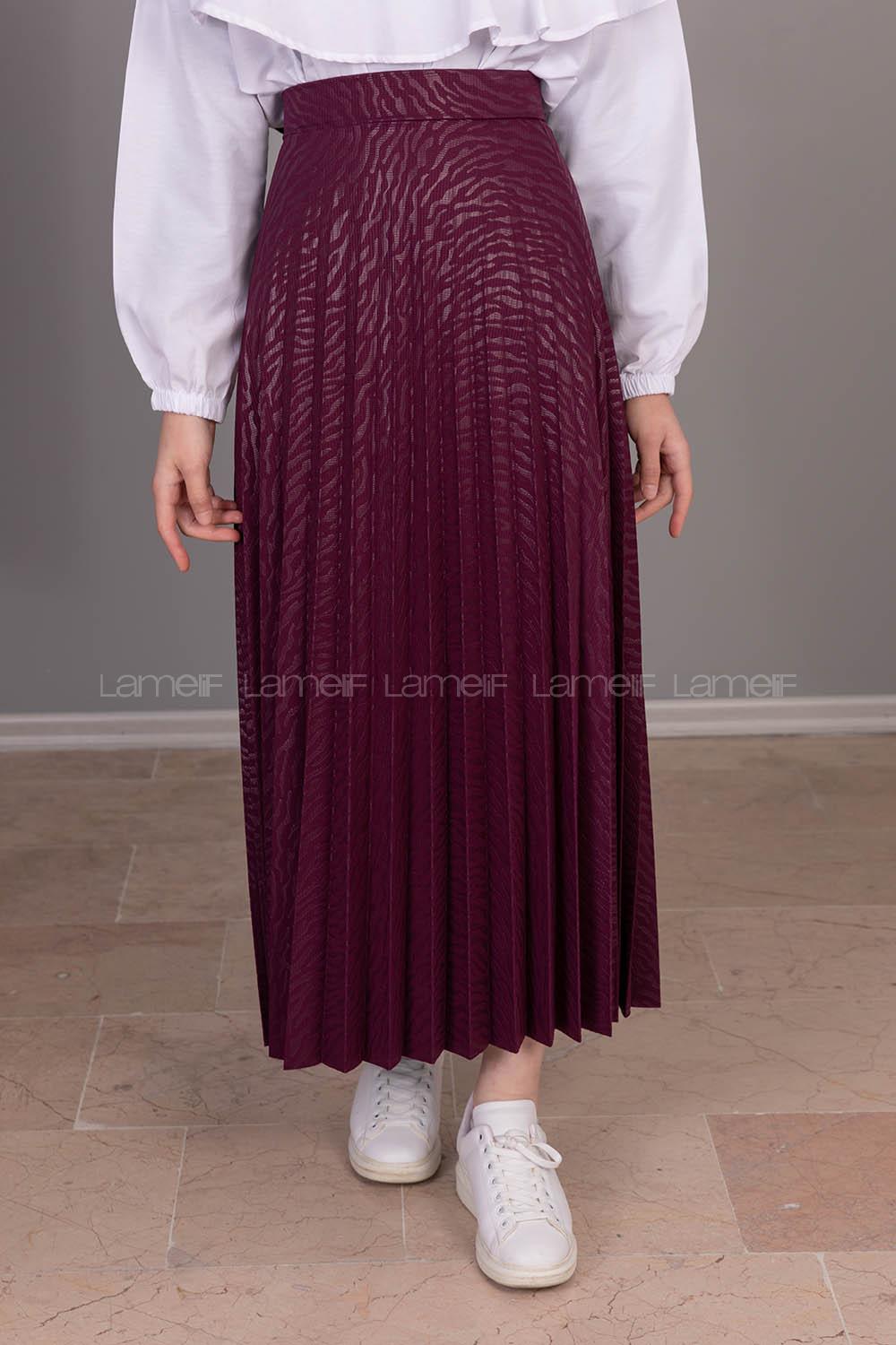 Modalamelif Nadya Desen Piliseli Etek Mürdüm