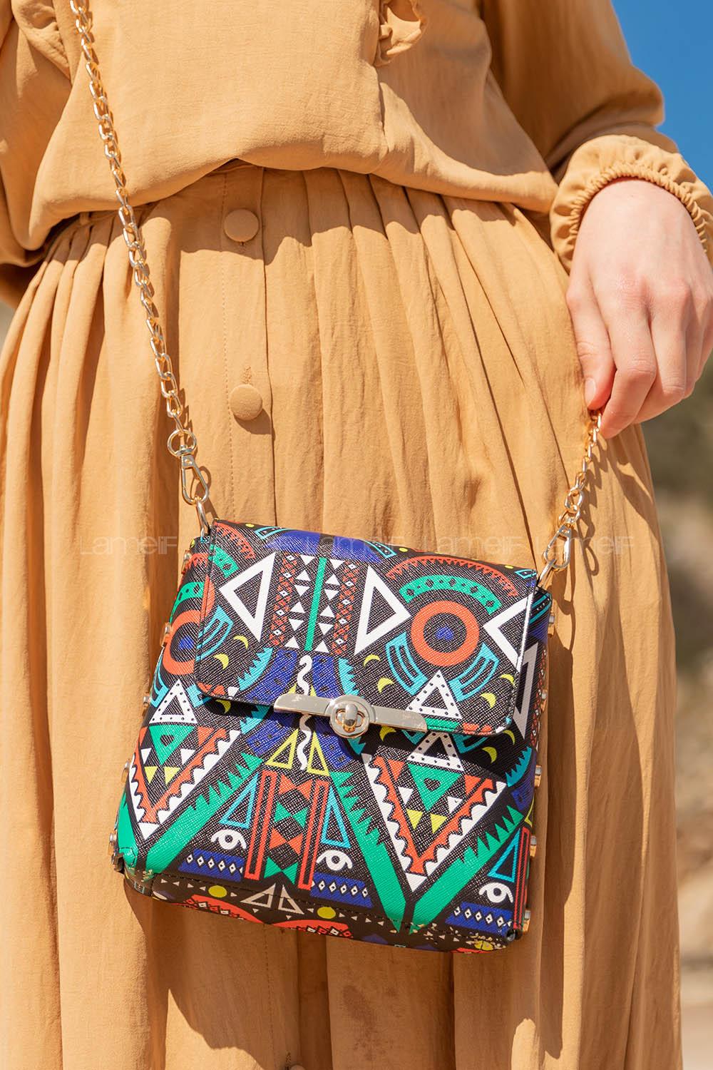 Modalamelif Etnik Desen Çapraz Patos Çanta