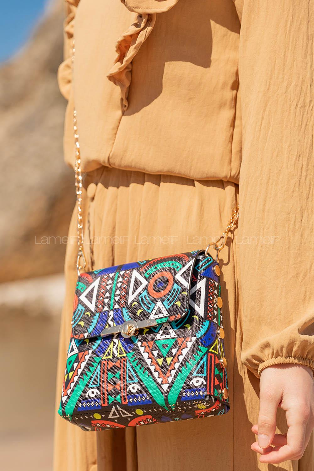 Modalamelif Etnik Desen Çapraz Patos Çanta