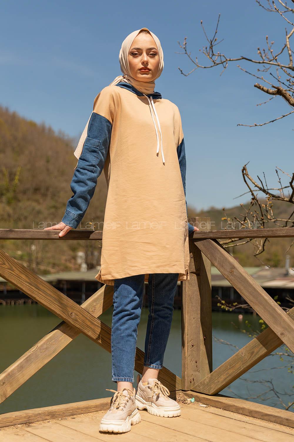 Modalamelif Kolu Kot Tunik Sütlü Kahve