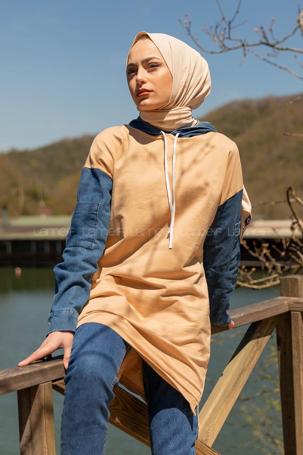 Modalamelif Kolu Kot Tunik Sütlü Kahve