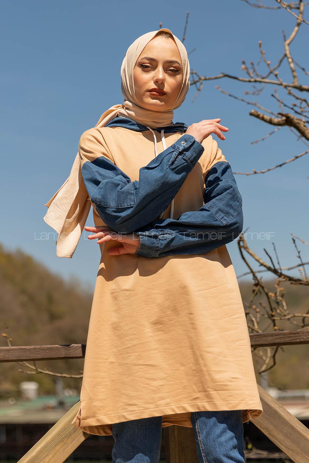 Modalamelif Kolu Kot Tunik Sütlü Kahve