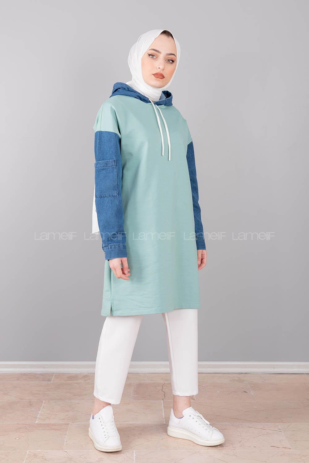 Modalamelif Kolu Kot Tunik Mint Yeşili