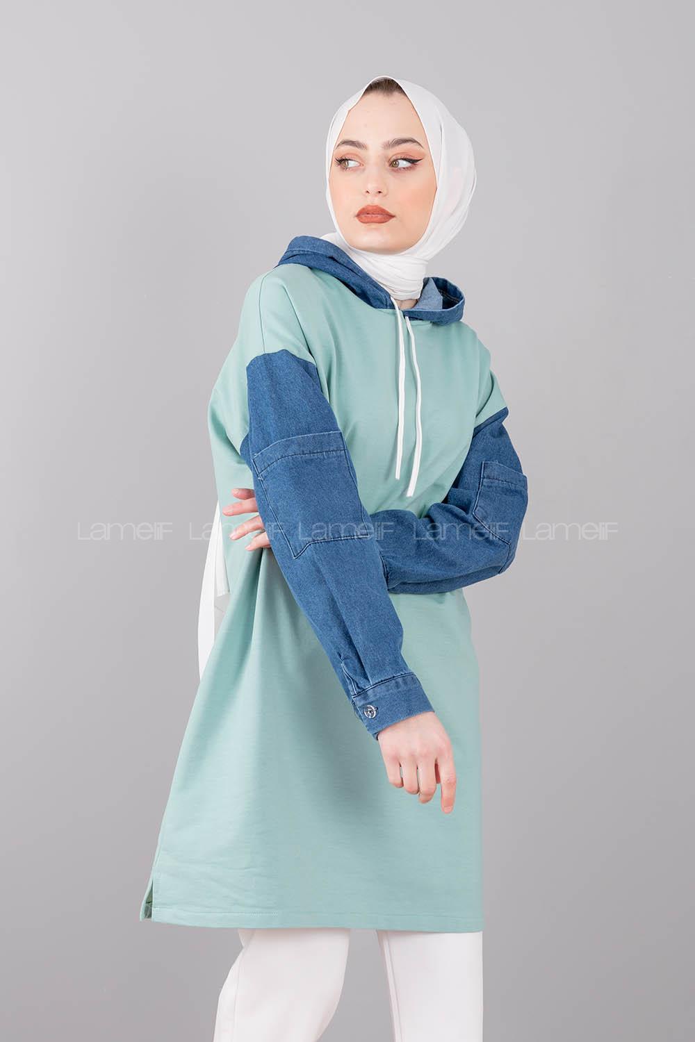 Modalamelif Kolu Kot Tunik Mint Yeşili