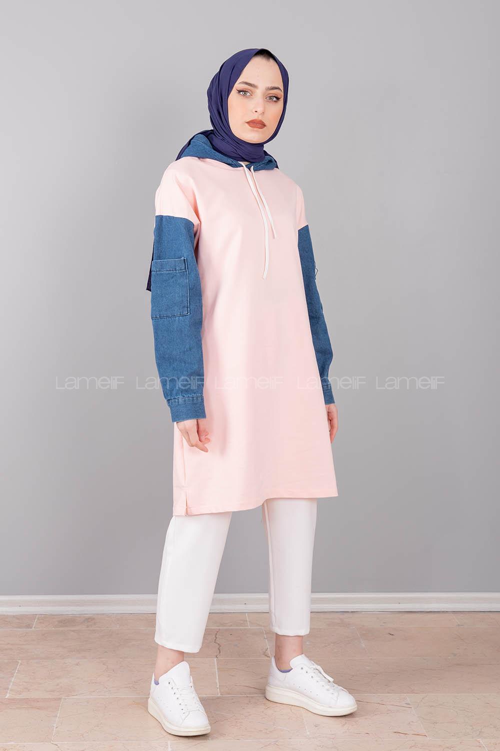 Modalamelif Kolu Kot Tunik Pudra