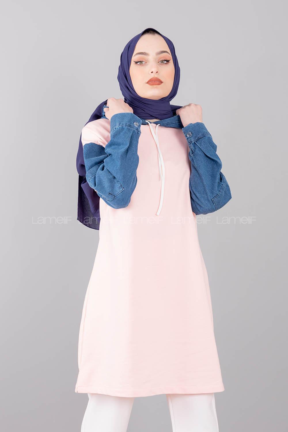 Modalamelif Kolu Kot Tunik Pudra