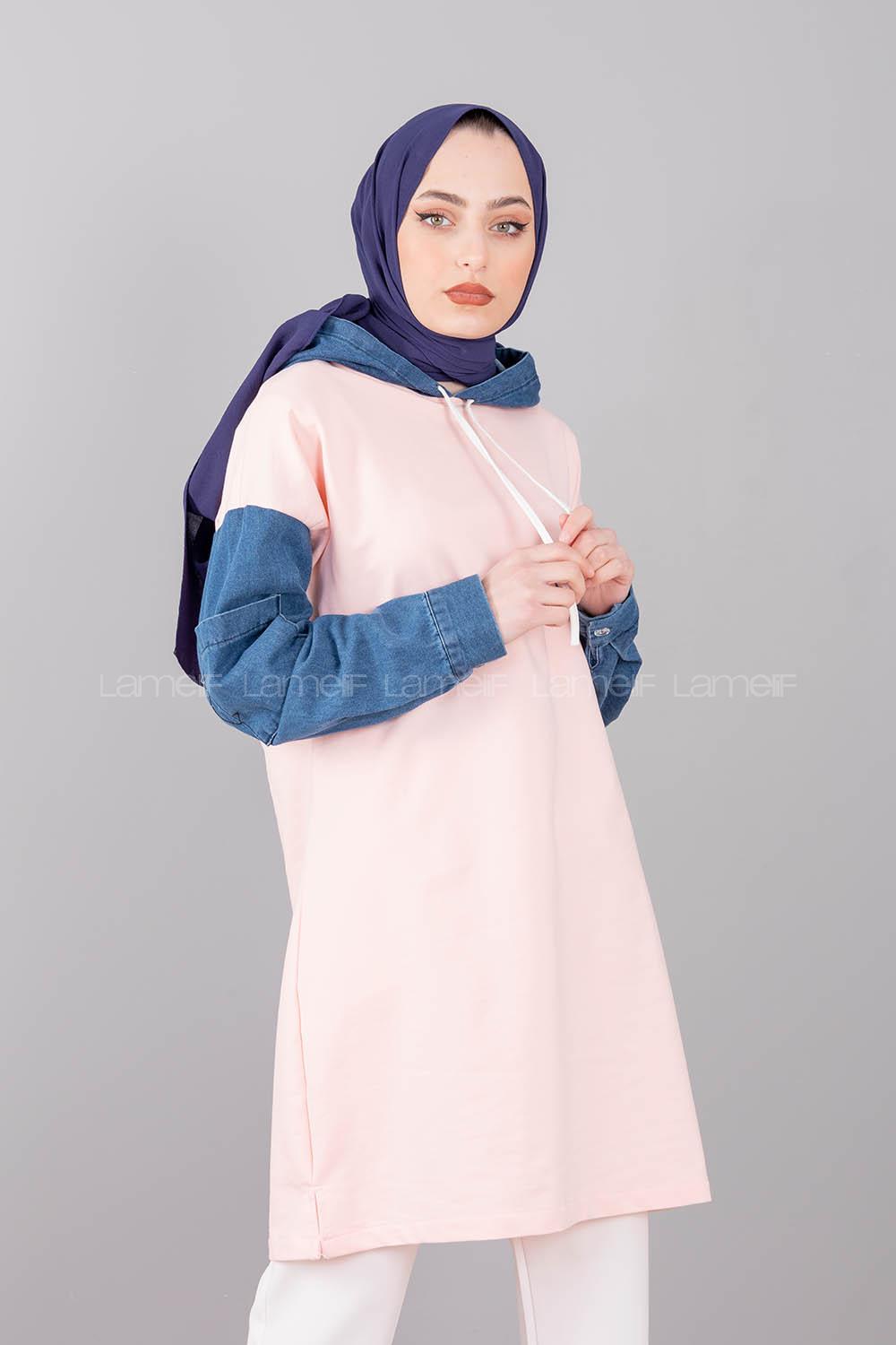 Modalamelif Kolu Kot Tunik Pudra