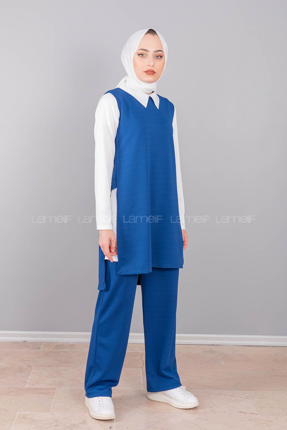 Modalamelif Bebe Yaka Gömlekli Takım İndigo