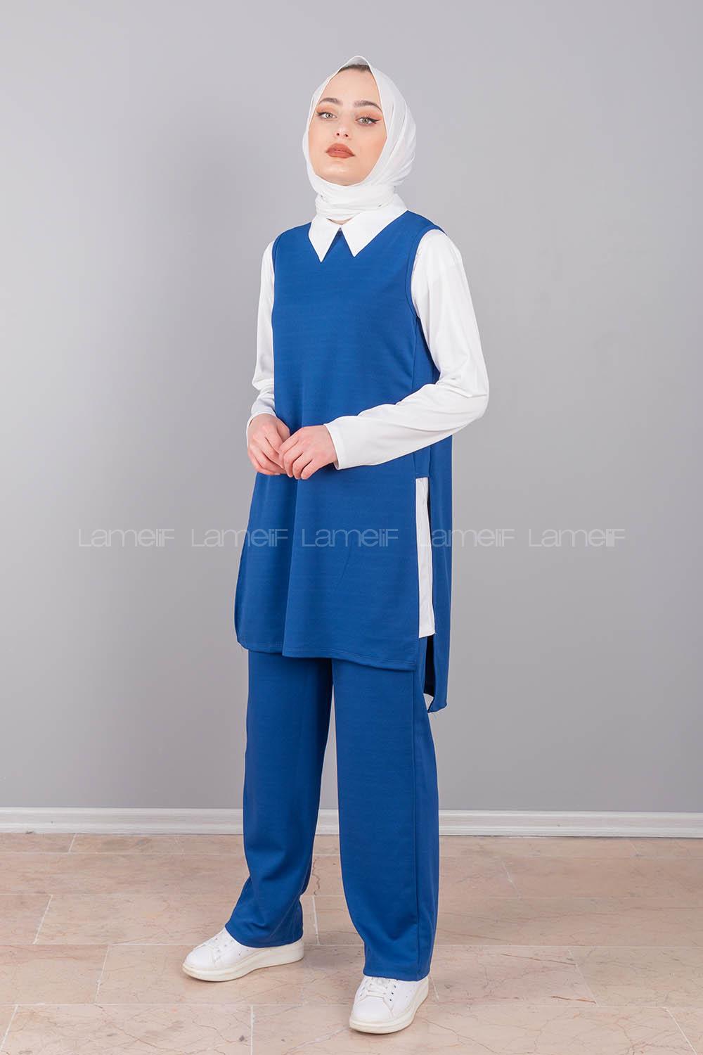 Modalamelif Bebe Yaka Gömlekli Takım İndigo