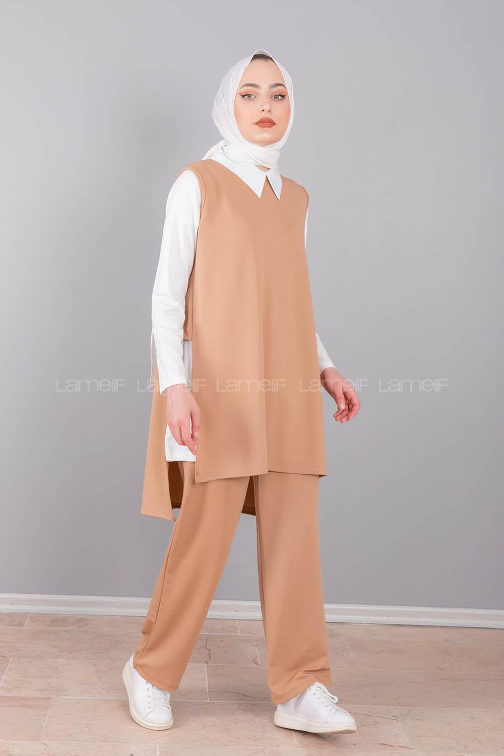 Modalamelif Bebe Yaka Gömlekli Takım Sütlü Kahve