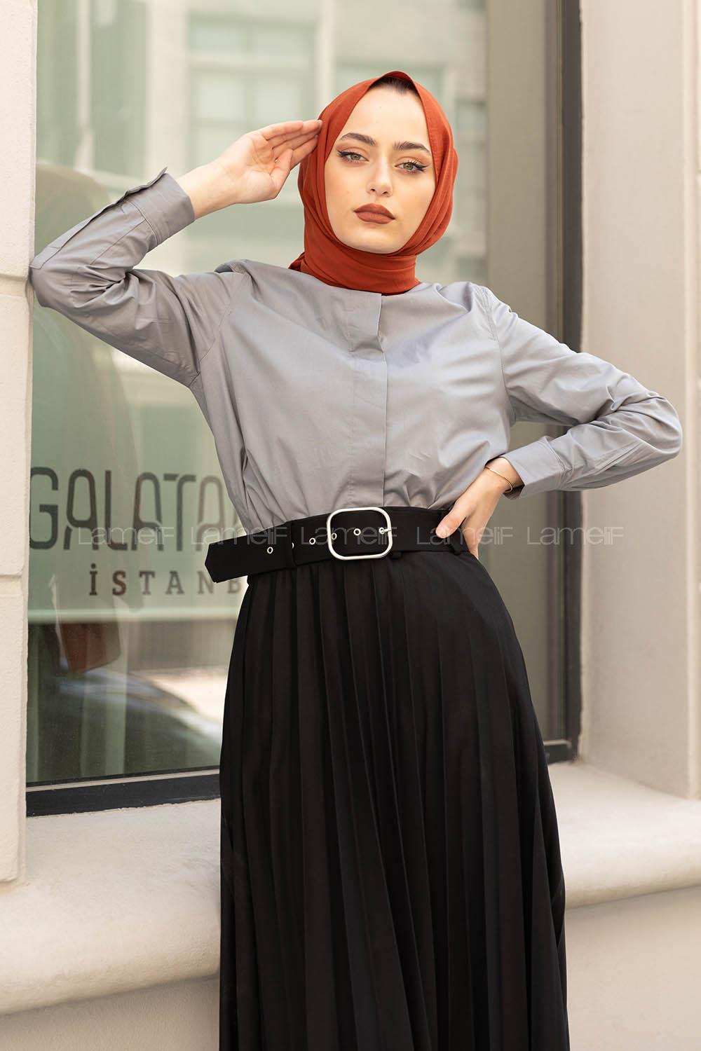 Modalamelif Hakim Yaka  Gömlek Gri