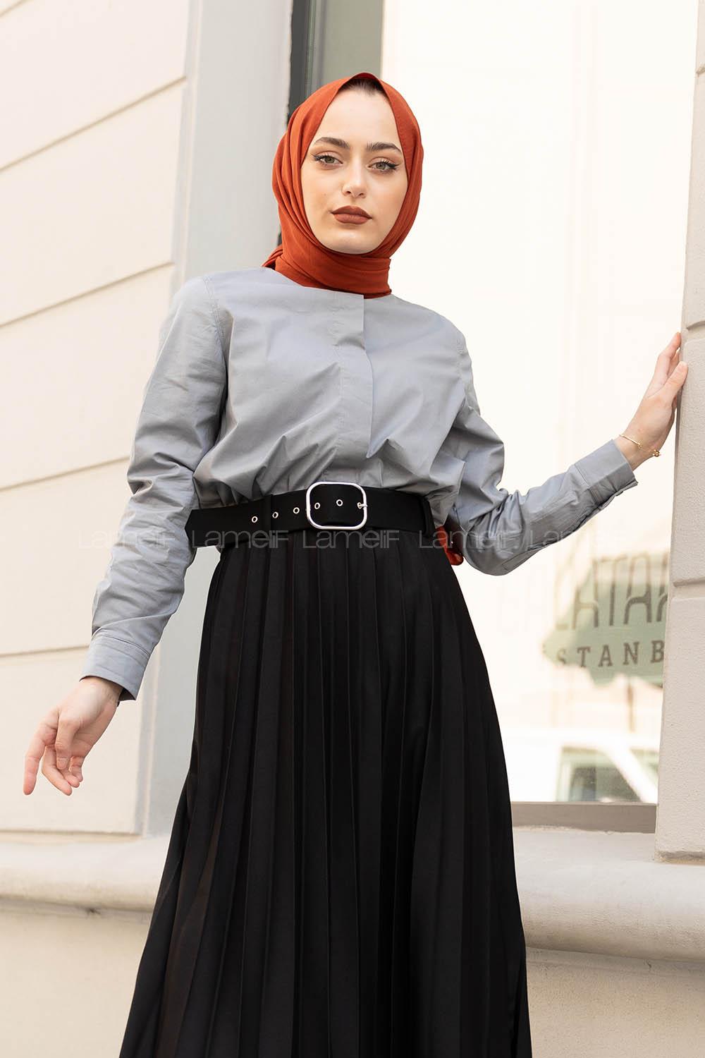 Modalamelif Hakim Yaka  Gömlek Gri