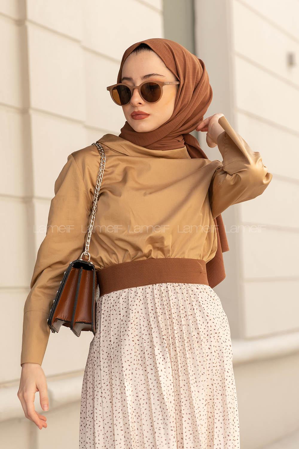 Modalamelif Yarım Balıkçı Yaka Bluz Camel