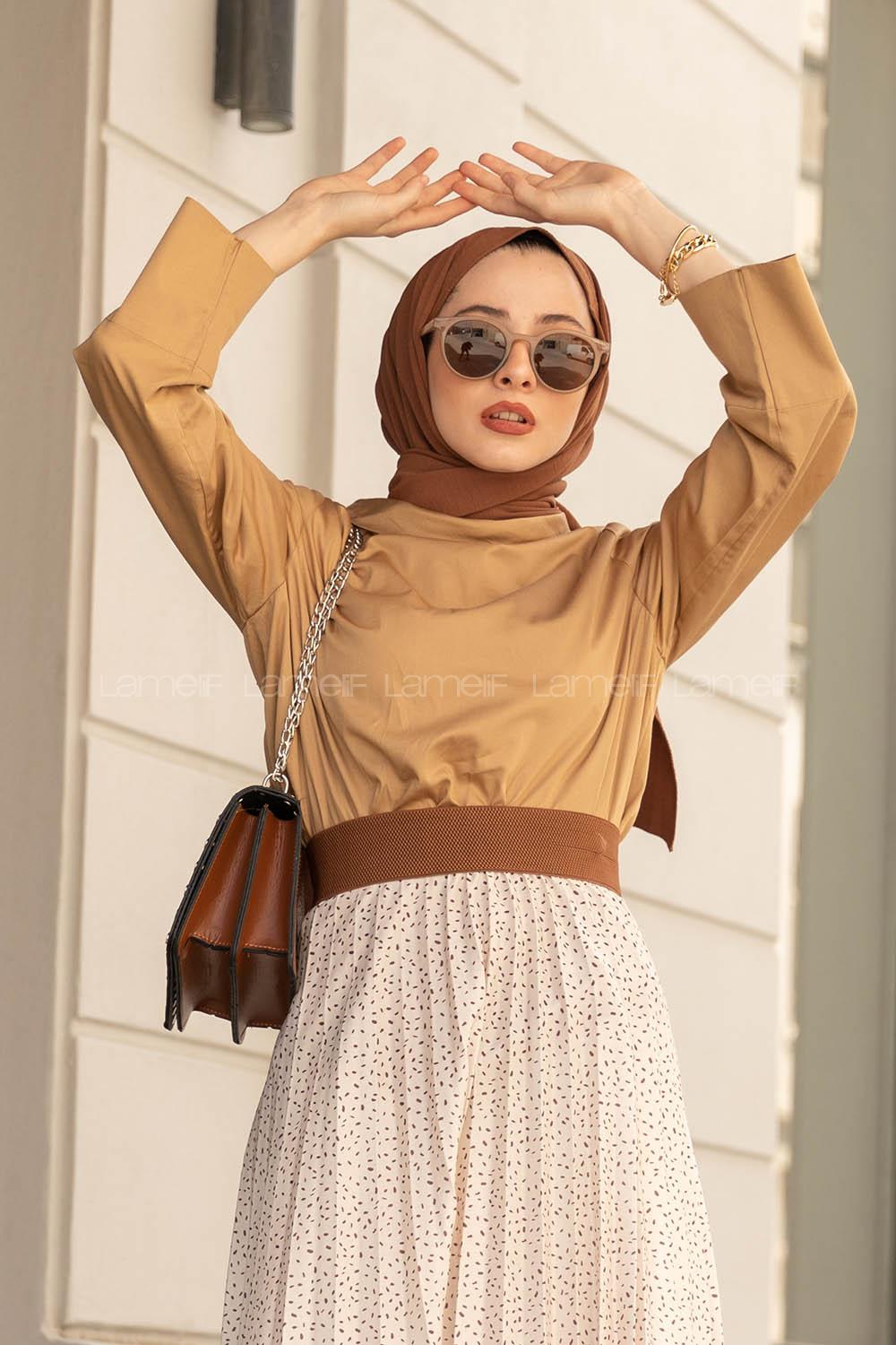 Modalamelif Yarım Balıkçı Yaka Bluz Camel