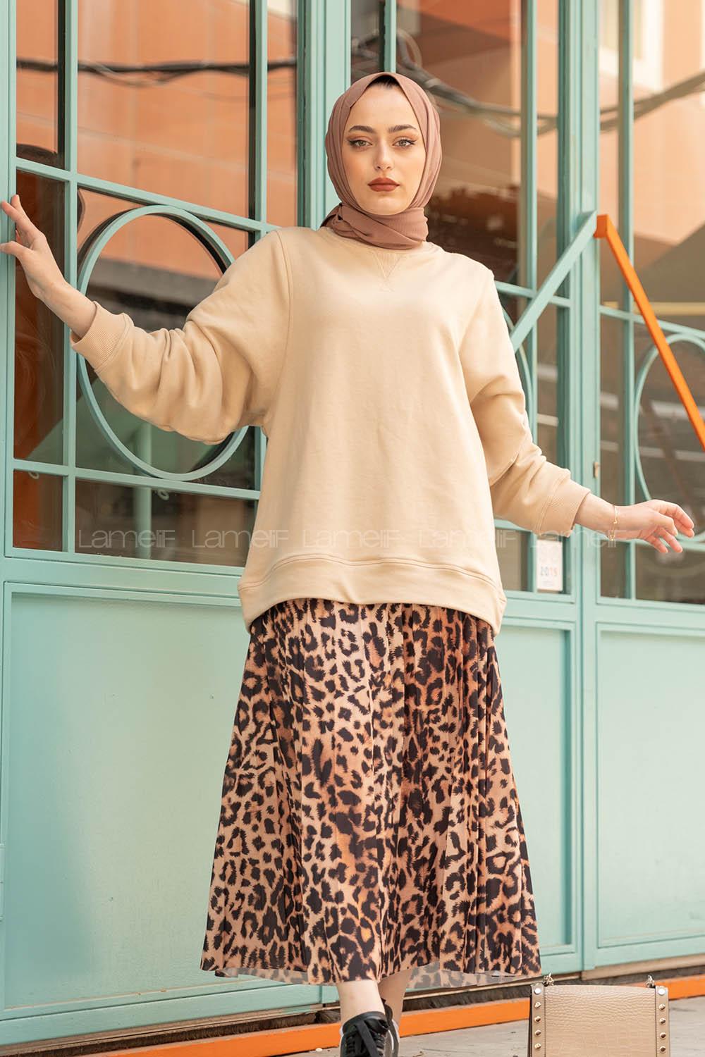 Modalamelif Balon Kol Sweatshirt Bej