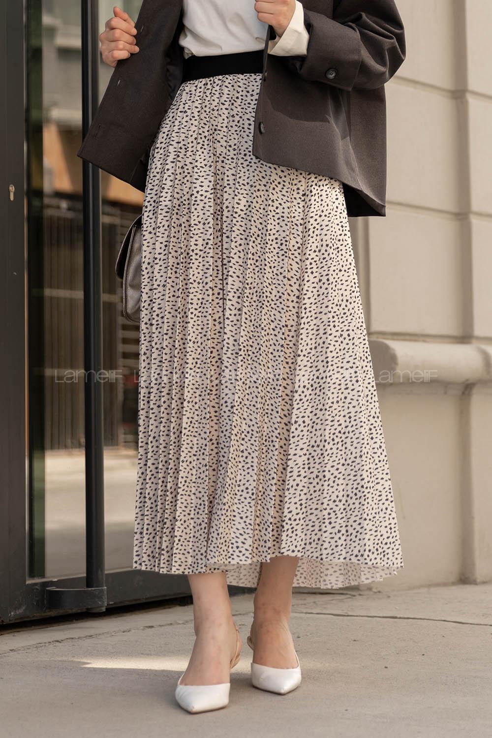 Modalamelif Beli Lastikli Desenli Etek Ekru