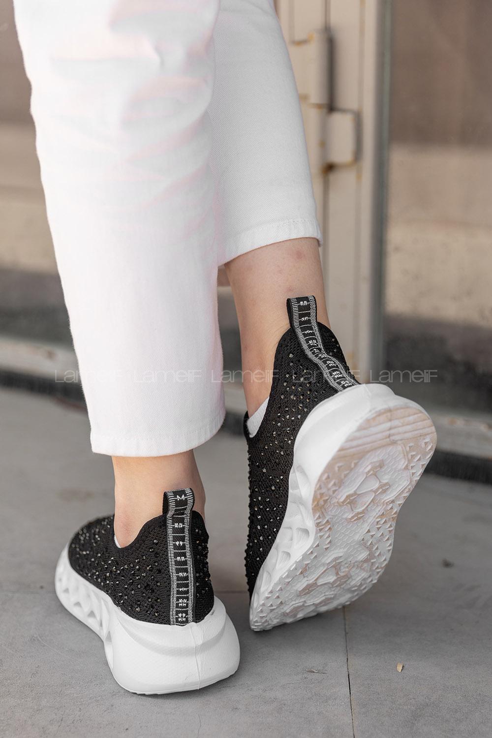 Modalamelif Taşlı Siyah Spor Ayakkabı