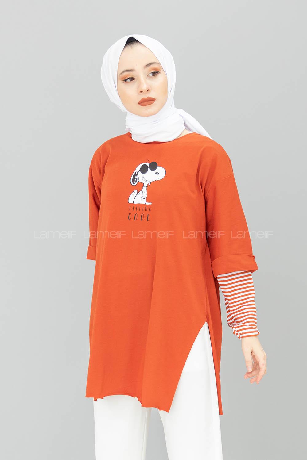 Modalamelif Feeling Cool Baskılı T-shirt Kiremit