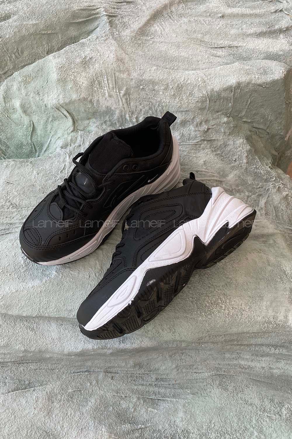 Modalamelif Kalın Tabanlı Siyah Spor Ayakkabı