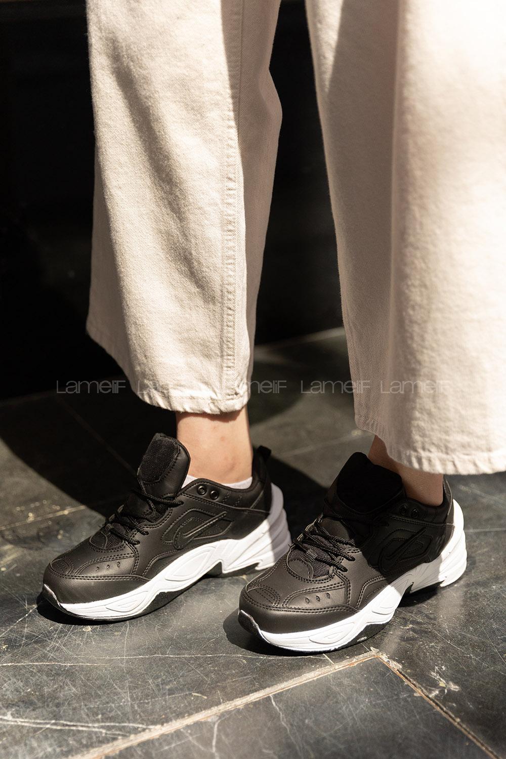 Modalamelif Kalın Tabanlı Siyah Spor Ayakkabı