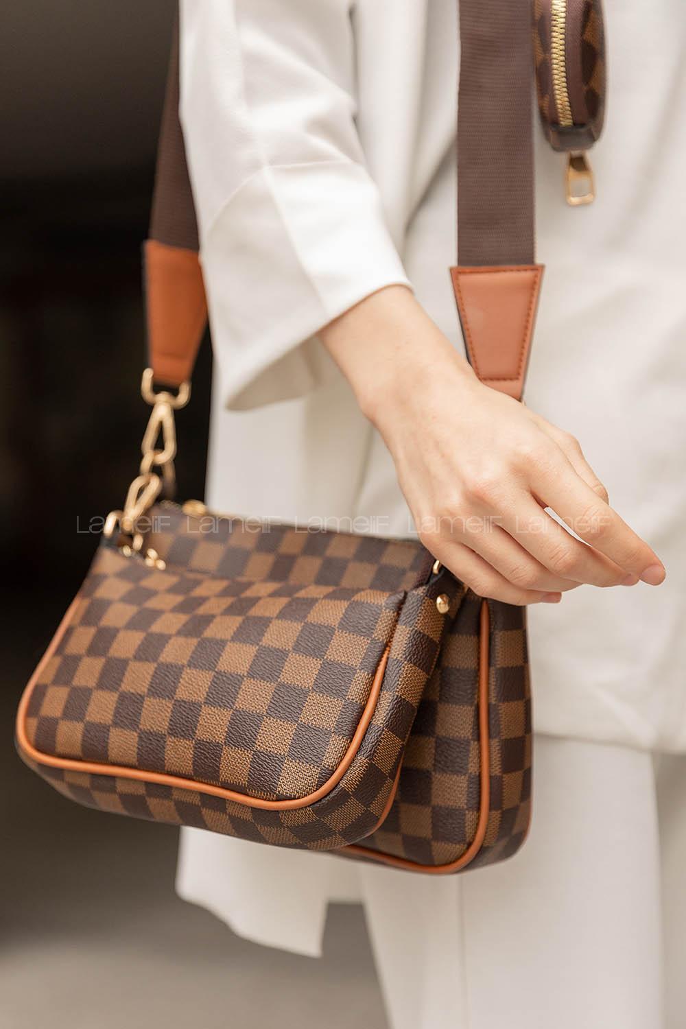 Modalamelif Dama Desen Çanta Kahve