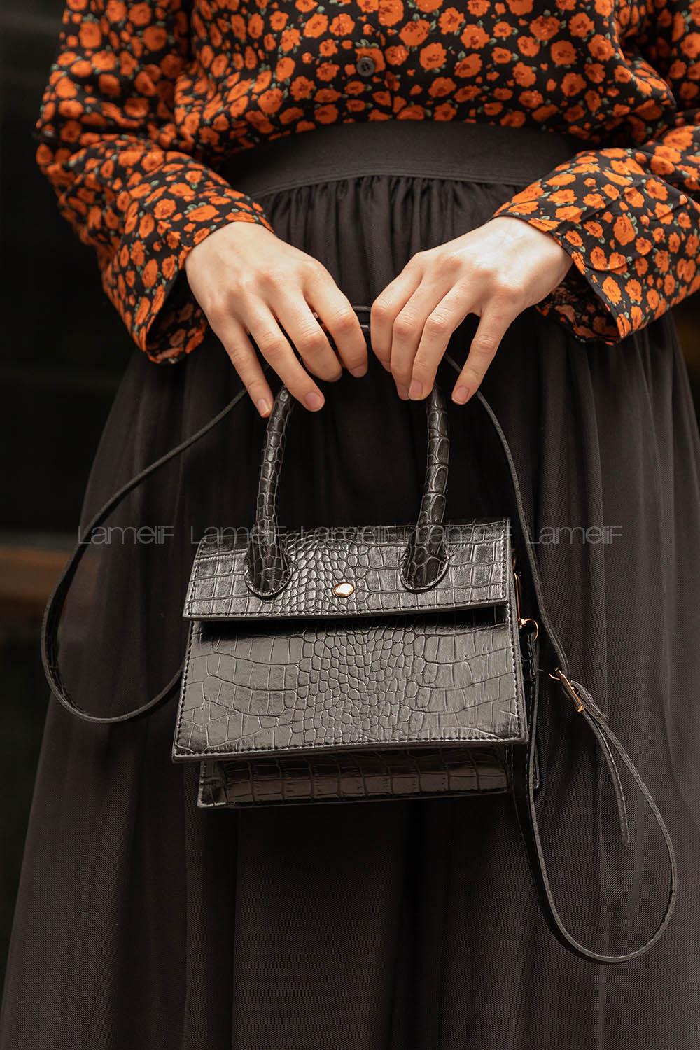 Modalamelif Trok Detaylı Çapraz Çanta Siyah