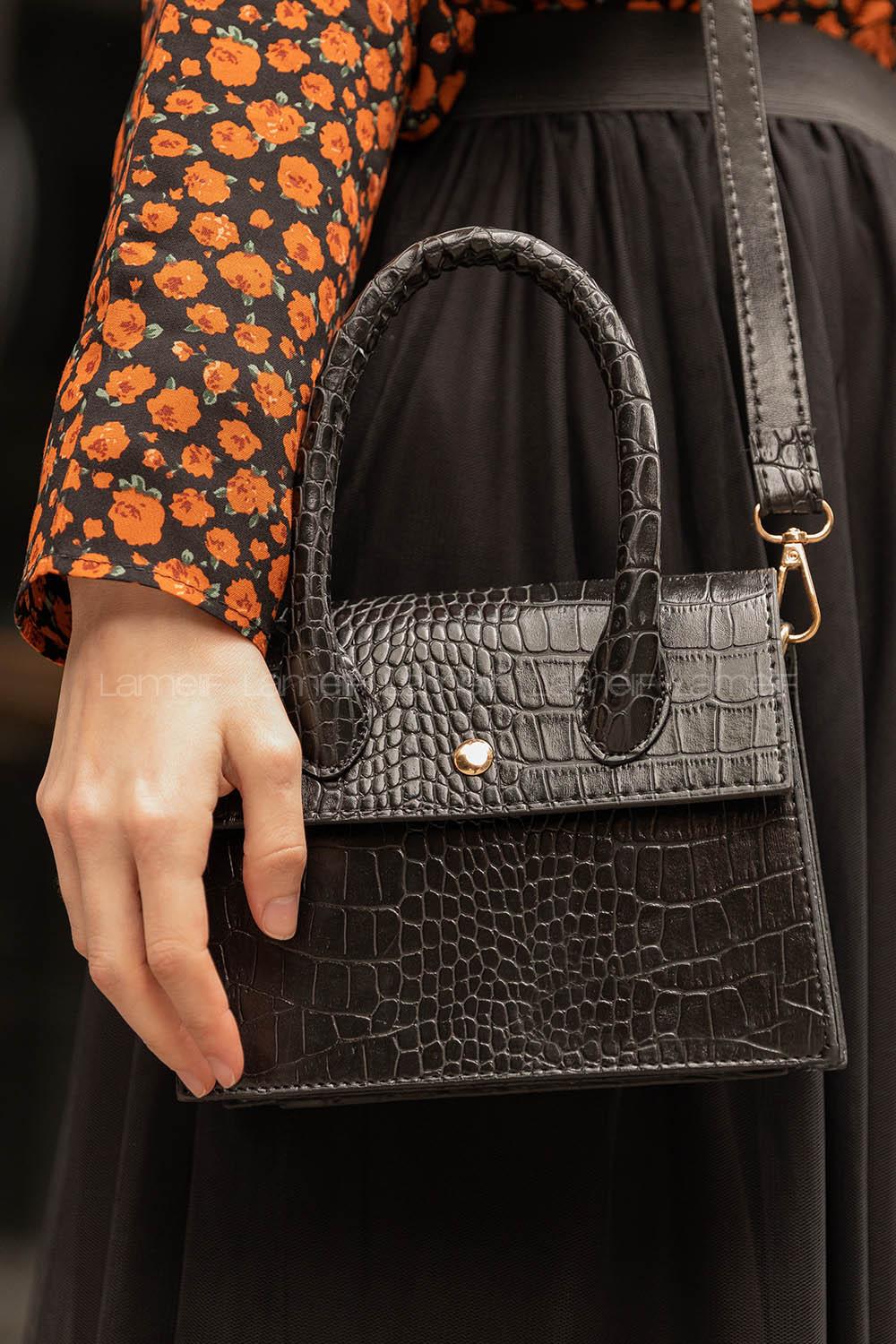 Modalamelif Trok Detaylı Çapraz Çanta Siyah