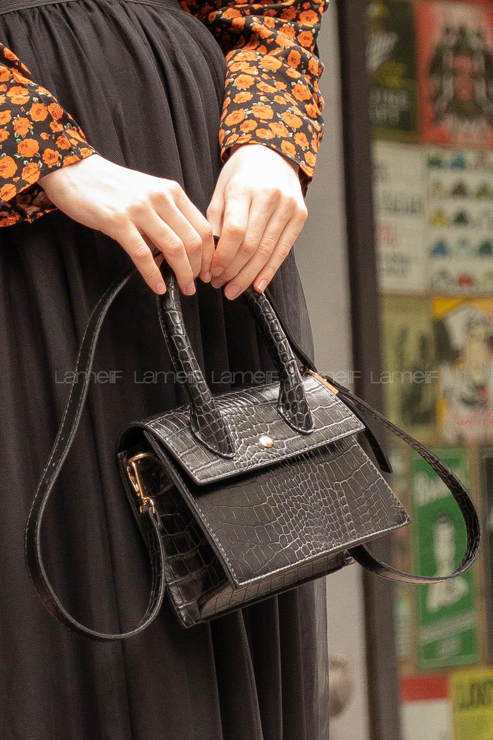 Modalamelif Trok Detaylı Çapraz Çanta Siyah