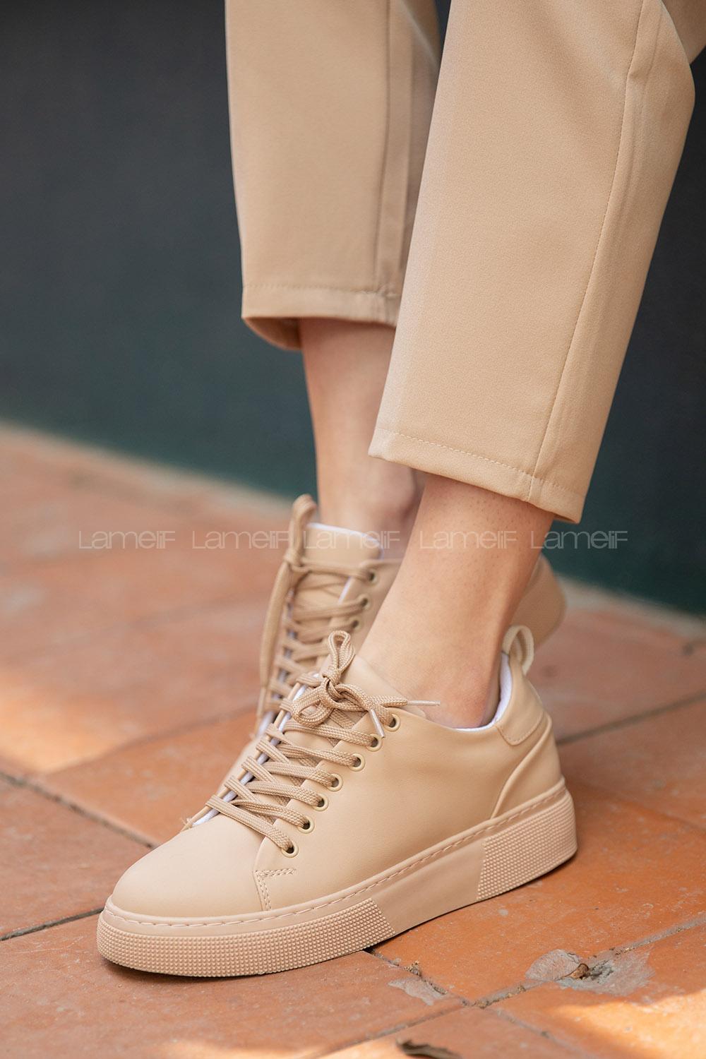 Modalamelif Düz Renk Kum Beji  Spor Ayakkabı