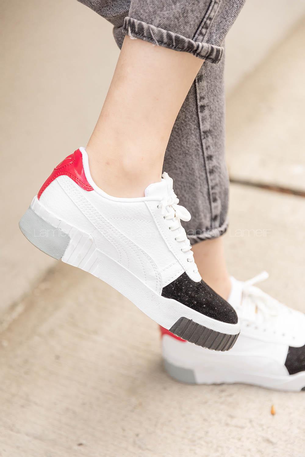 Modalamelif Parça Renkli Beyaz Spor Ayakkabı