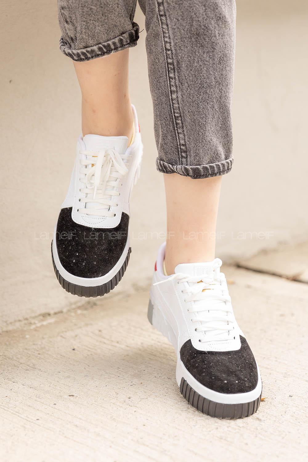 Modalamelif Parça Renkli Beyaz Spor Ayakkabı