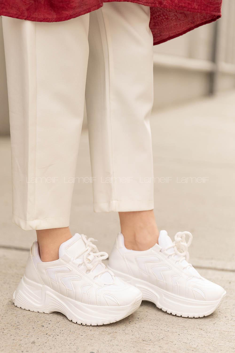 Modalamelif  Yüksek Taban Beyaz Spor Ayakkabı