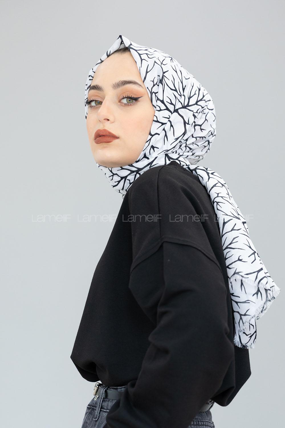 Modalamelif Beyaz Ağaç Dalı Şal