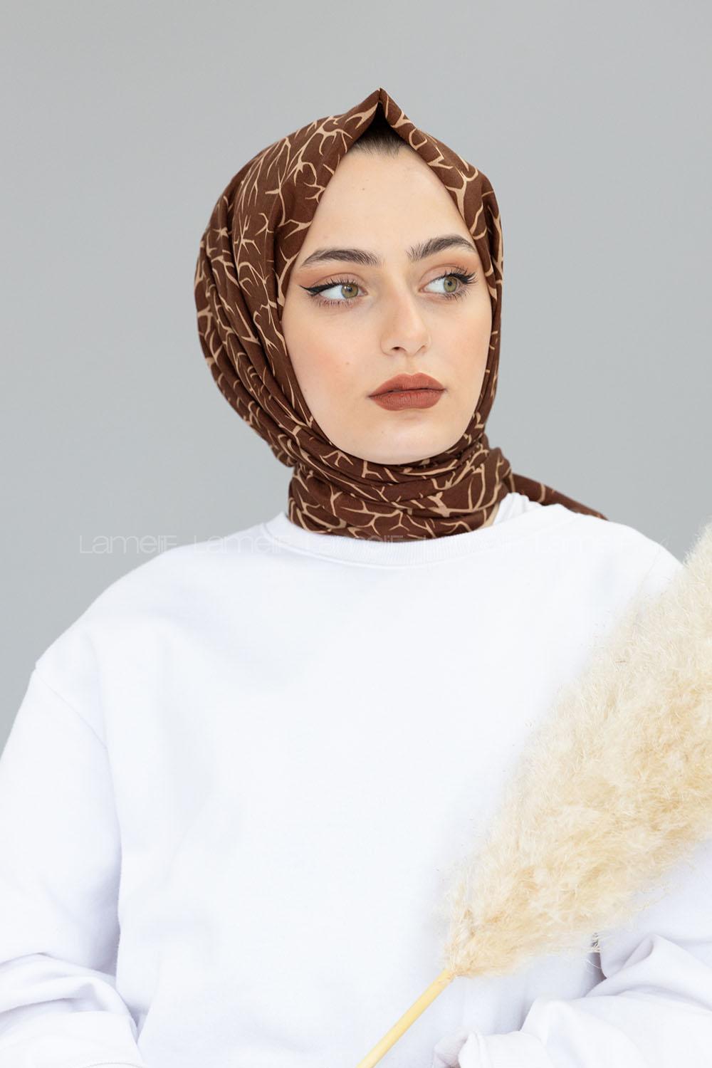 Modalamelif Çikolata Kahve Ağaç Dalı Şal