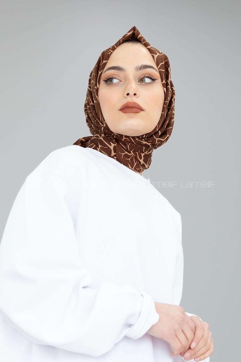 Modalamelif Çikolata Kahve Ağaç Dalı Şal