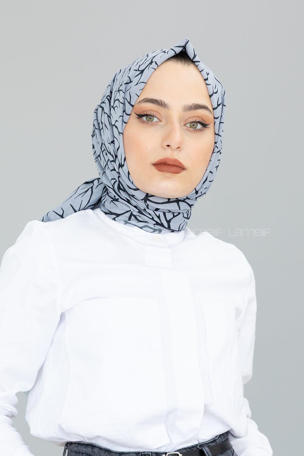 Modalamelif Gümüş Ağaç Dalı Şal