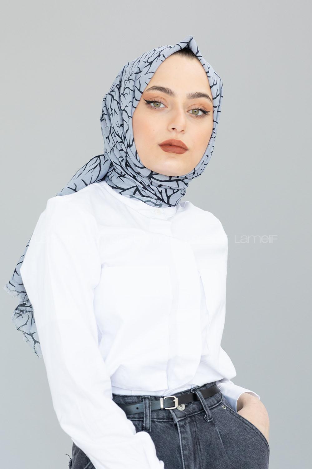 Modalamelif Gümüş Ağaç Dalı Şal