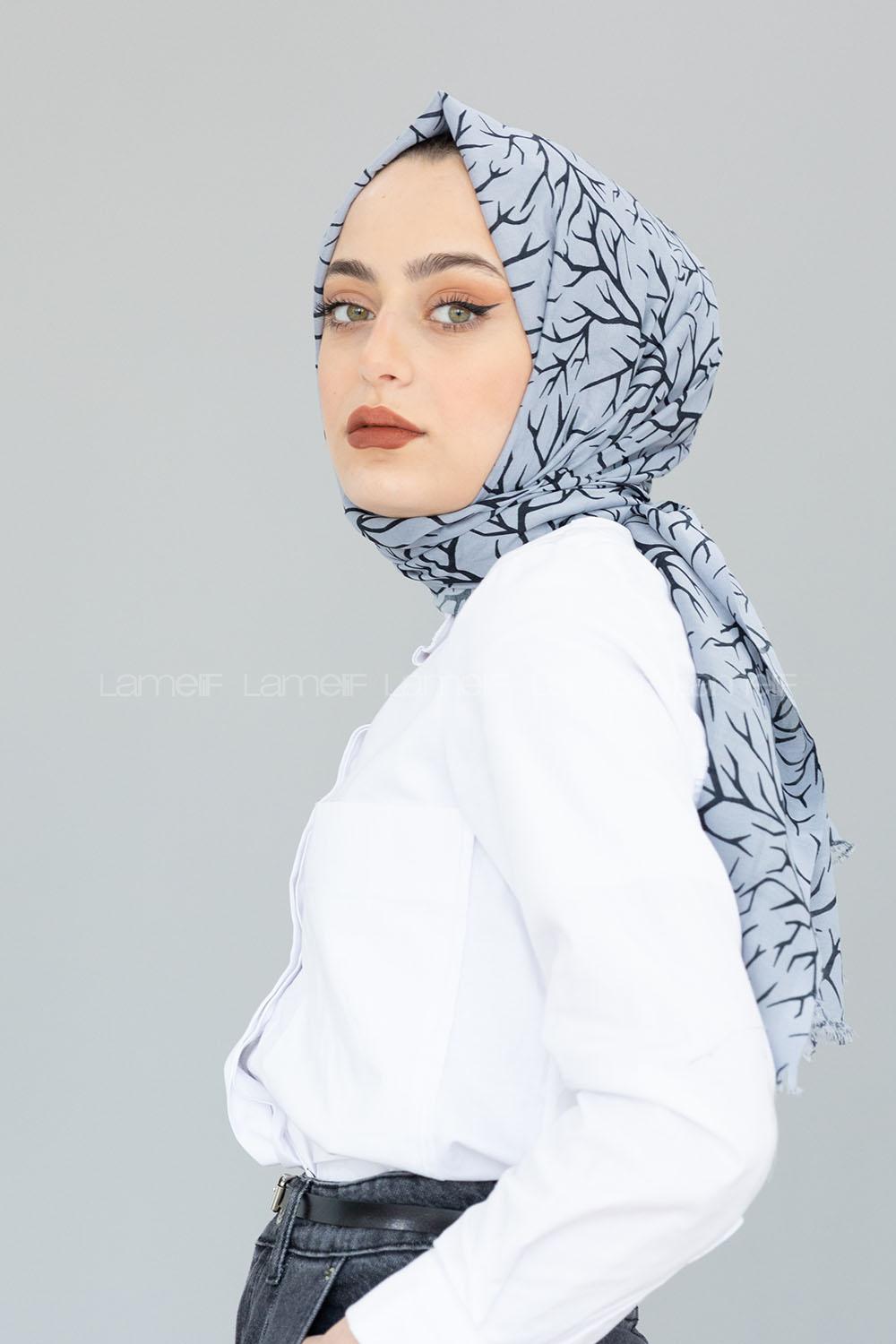 Modalamelif Gümüş Ağaç Dalı Şal