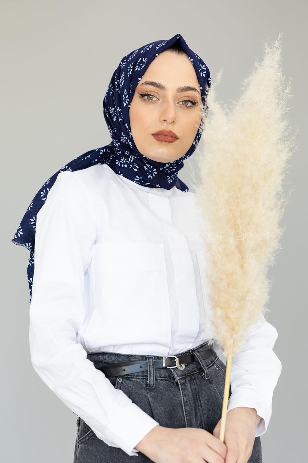 Modalamelif Lacivert Minimalist Şal