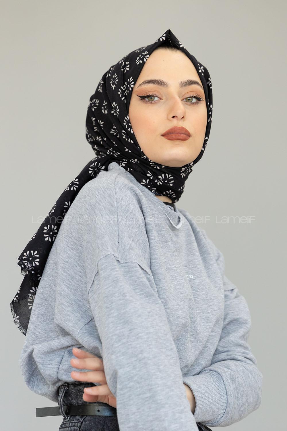 Modalamelif Siyah-Beyaz Minimalist Şal