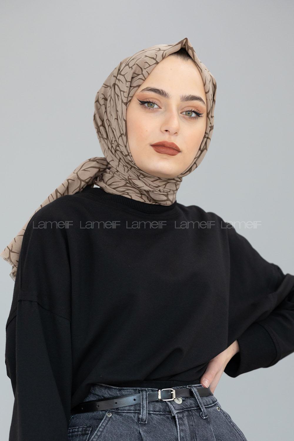 Modalamelif Sütlü Kahve Ağaç Dalı Şal