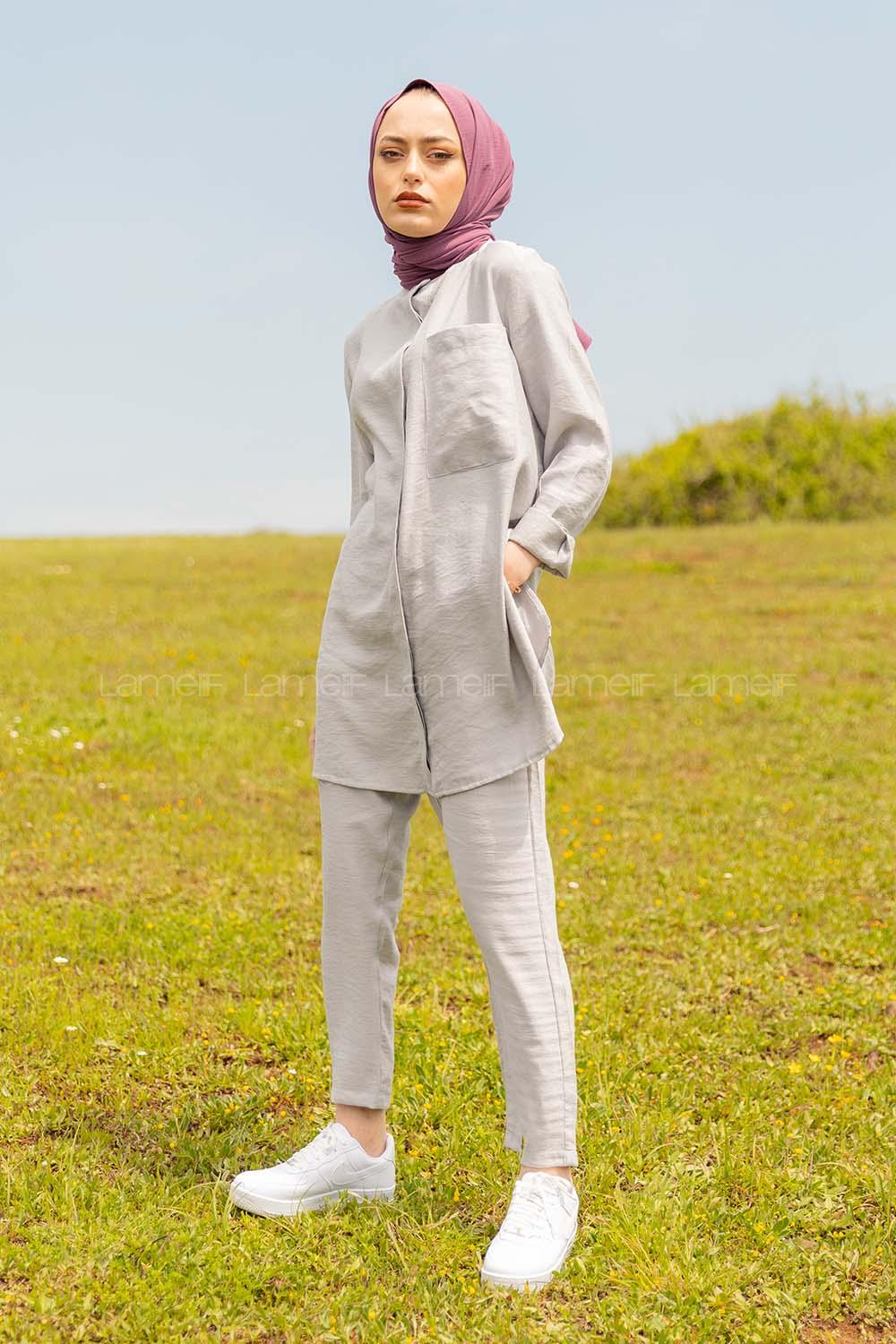 Modalamelif Hakim Yaka İkili Takım Gri