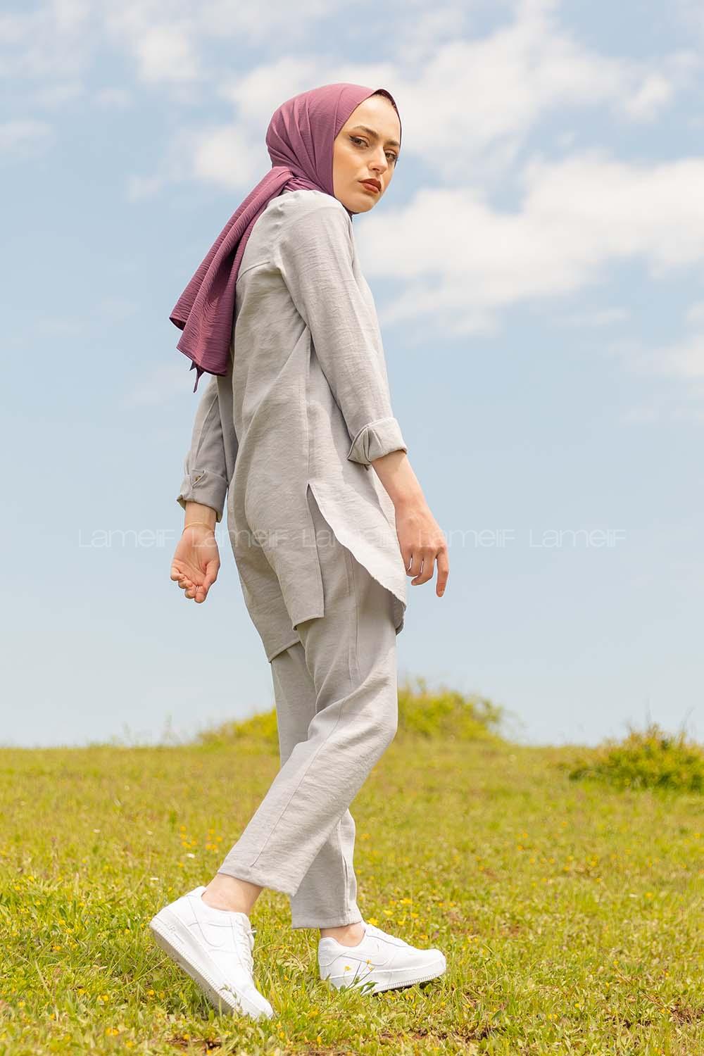 Modalamelif Hakim Yaka İkili Takım Gri