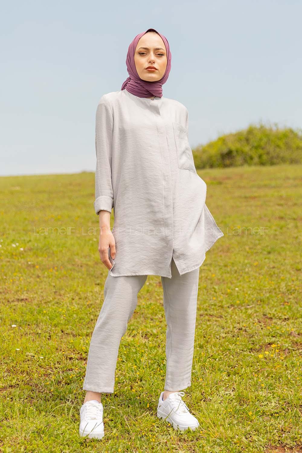 Modalamelif Hakim Yaka İkili Takım Gri