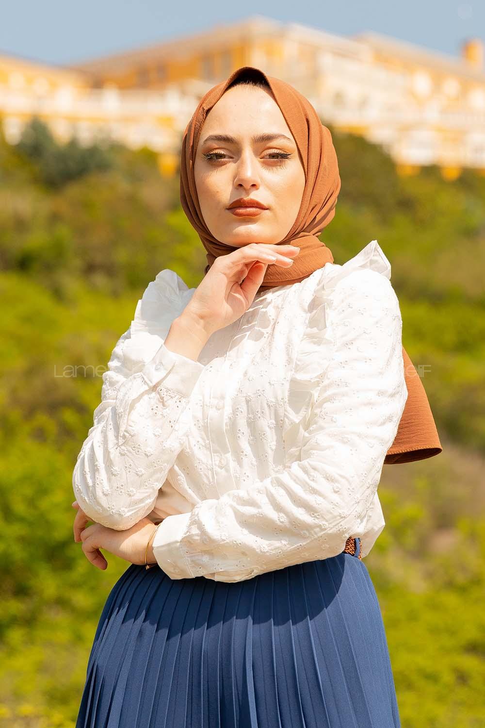 Modalamelif Yaka Fırfırlı Vual Gömlek