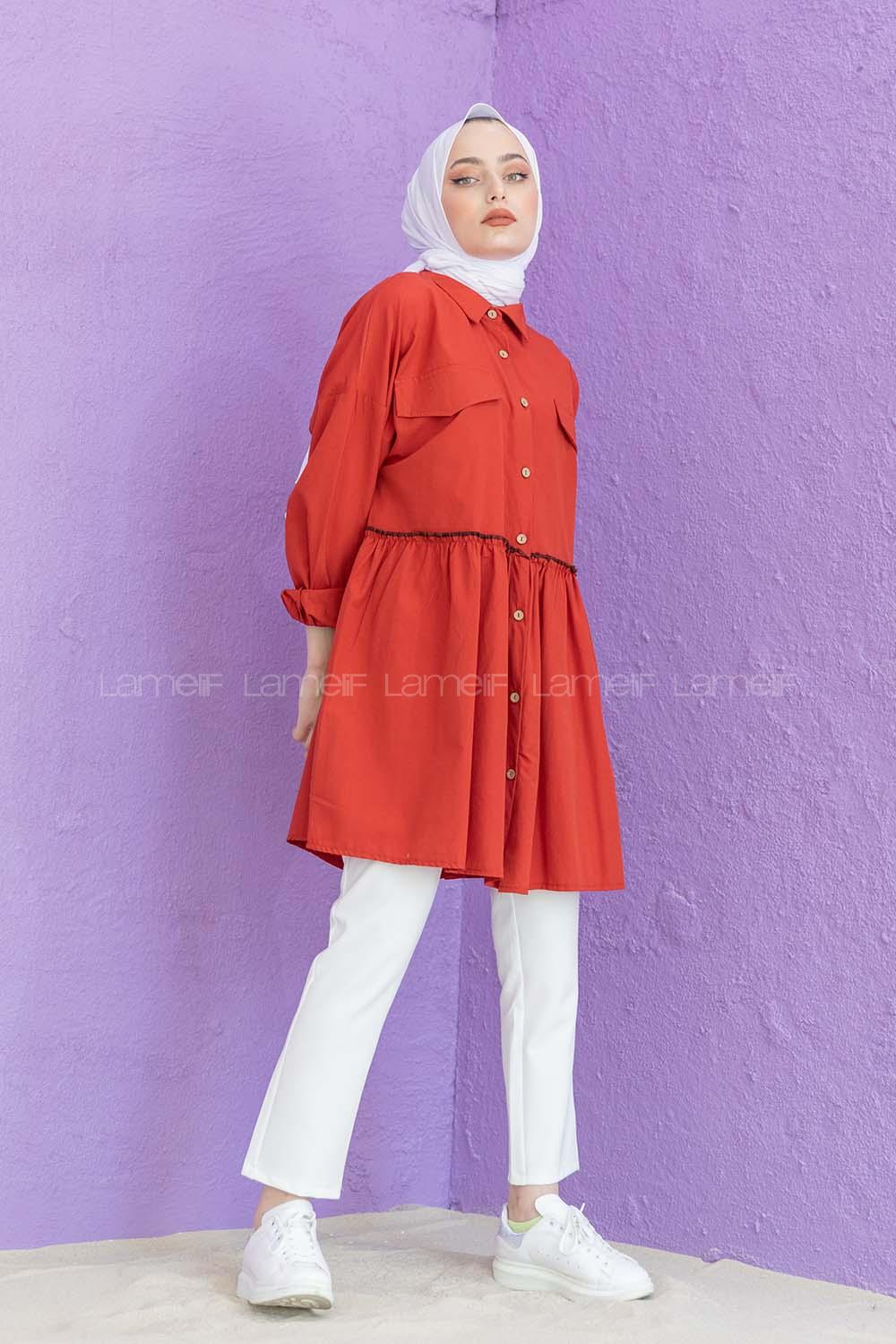 Modalamelif Bel Buzgülü Tunik Kiremit